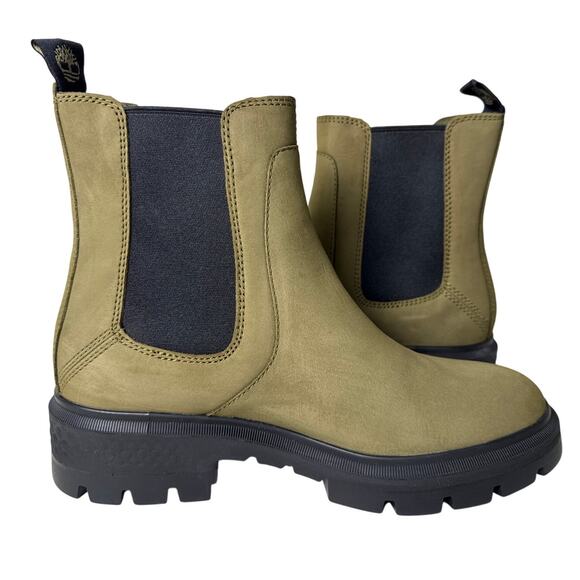 Timberland Chelsea Boots Cortina Valley Womens 8M Olive Nubuck Lug Sole Pull On - Picture 7 of 12